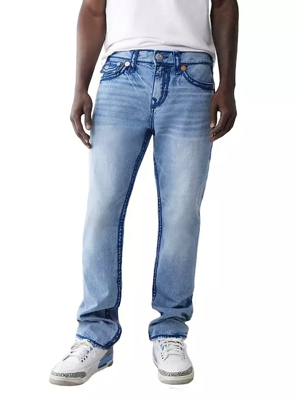 True Religion Men's Ricky Rope Stitch Flap Straight Fit Denim Jeans